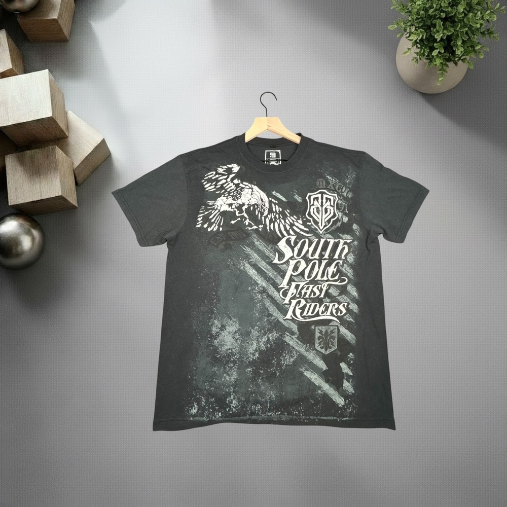 Southpole East Riders Graphic T-Shirt Mens 2XL Black Y2K‎ Grunge Skater Boxy Fit